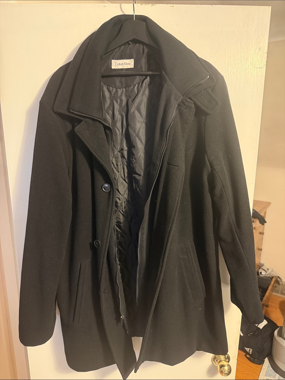 Calvin Klein Black Men's Wool Pea Coat